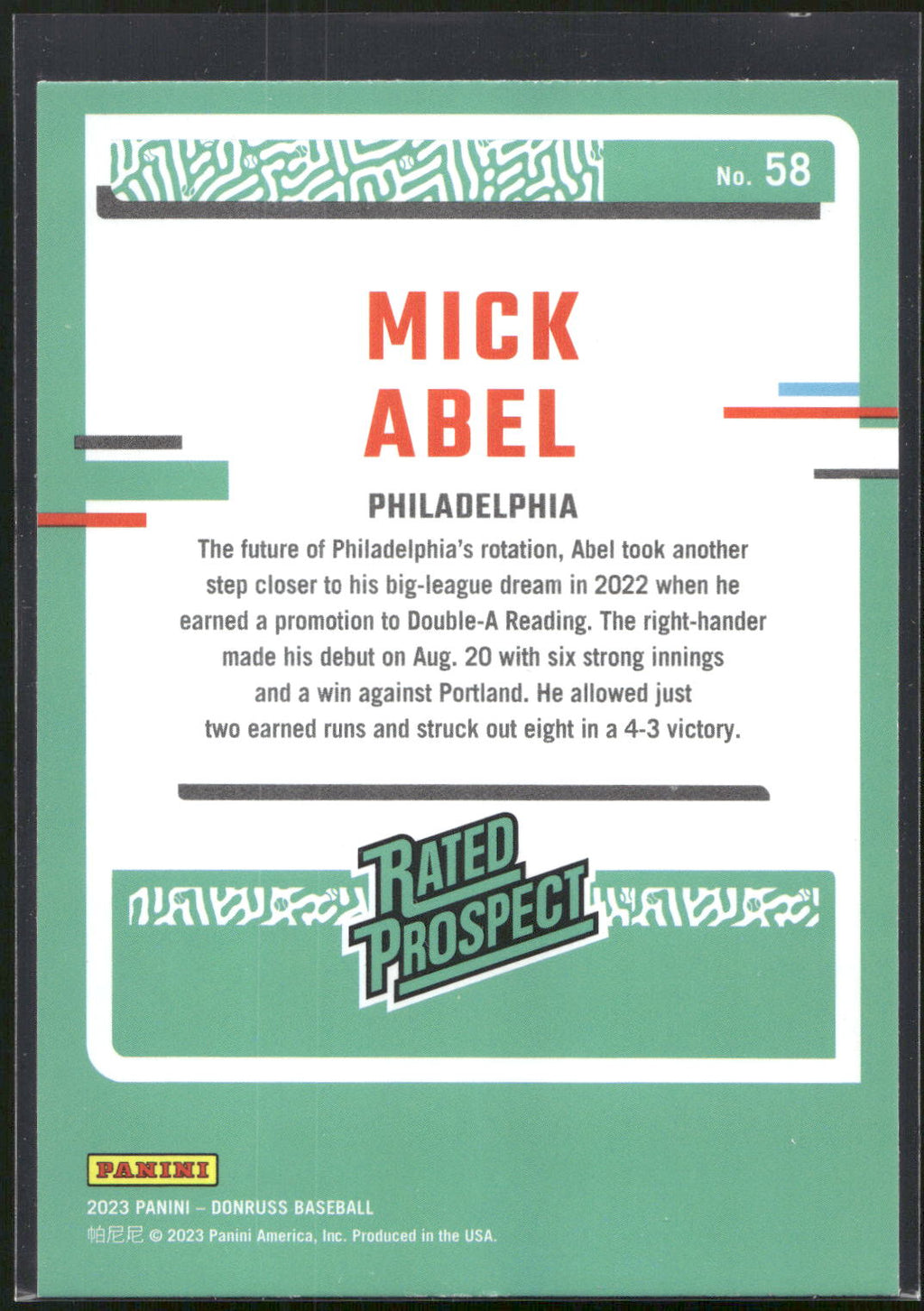 2023 Donruss #58 Mick Abel