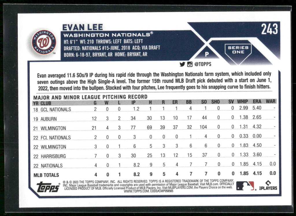 2023 Topps #243 Evan Lee