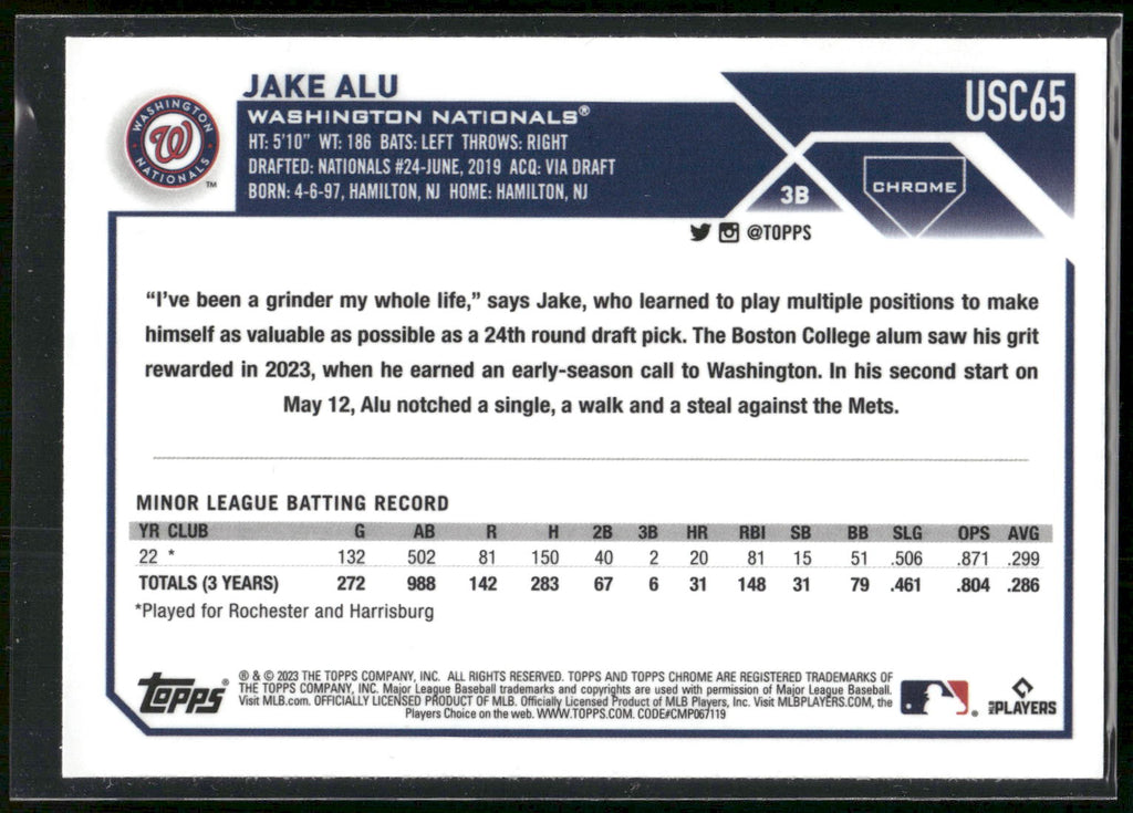 2023 Topps Chrome Update #USC65 Jake Alu