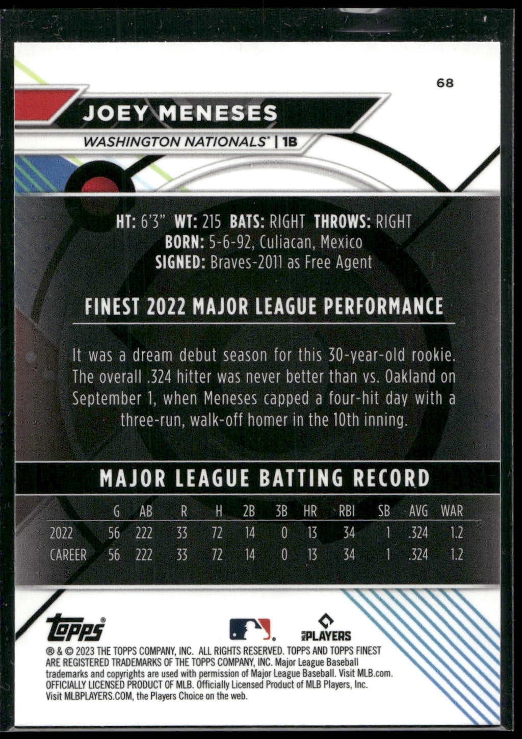 2023 Finest #68 Joey Meneses