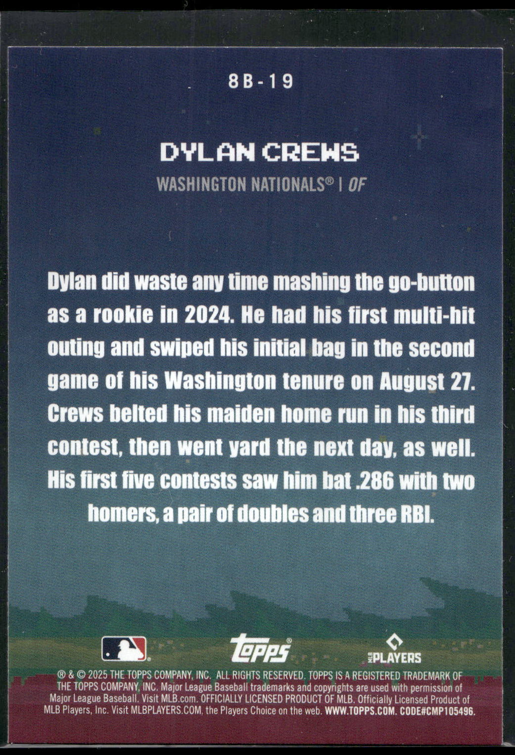 2025 Topps #8B-19 Dylan Crews 8-Bit Ballers