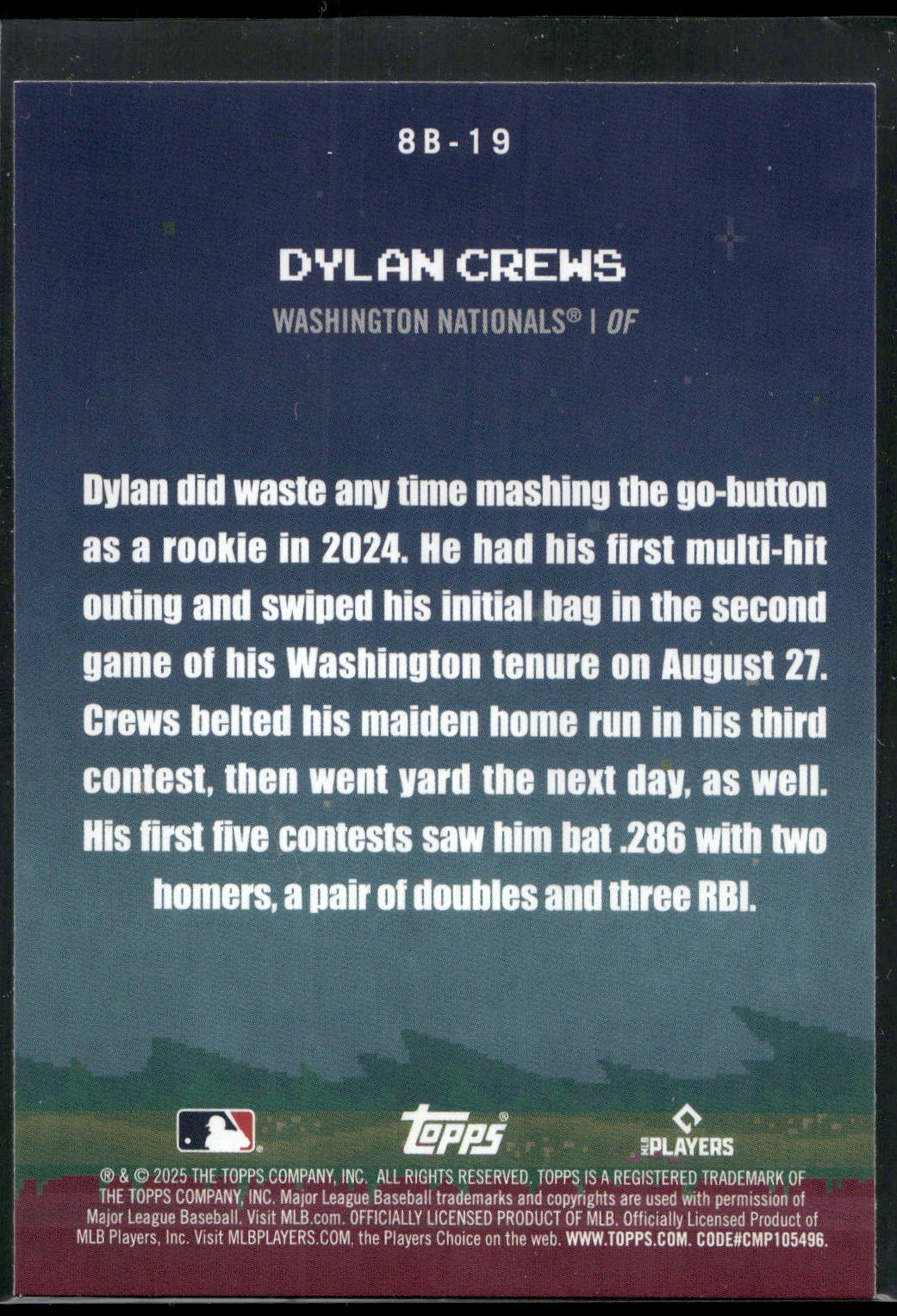 2025 Topps #8B-19 Dylan Crews 8-Bit Ballers
