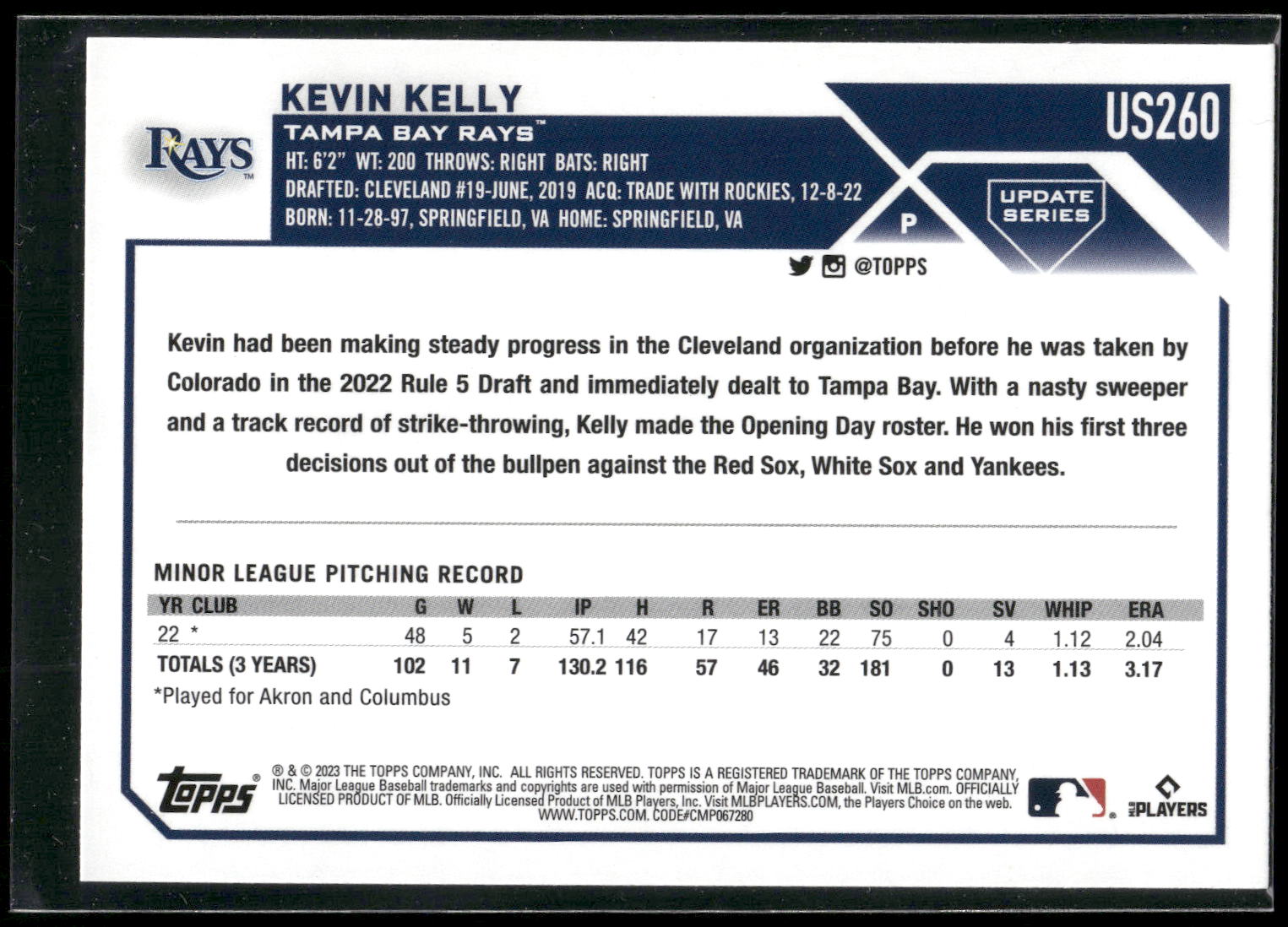 2023 Topps Update #US260 Kevin Kelly