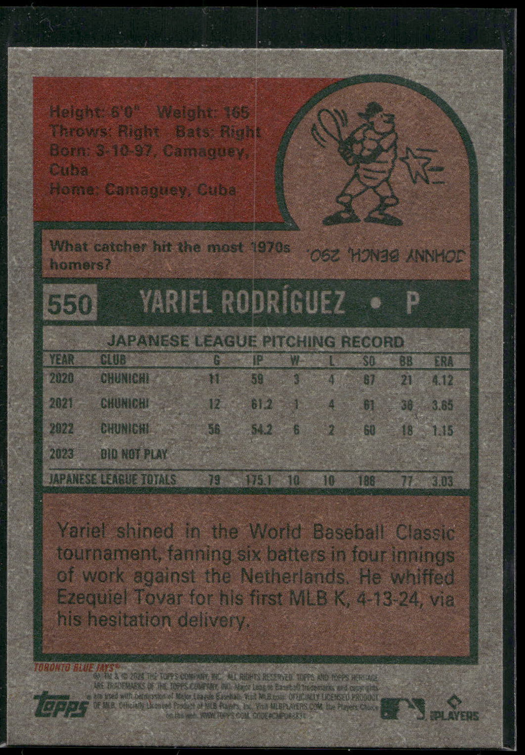 2024 Topps Heritage #550 Yariel Rodríguez