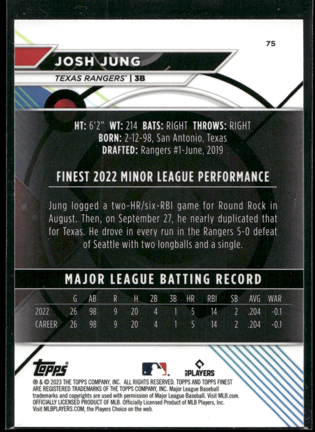 2023 Finest #75 Josh Jung