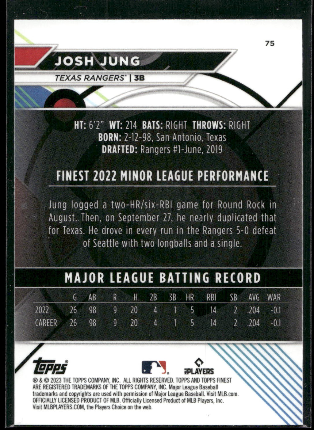 2023 Finest #75 Josh Jung