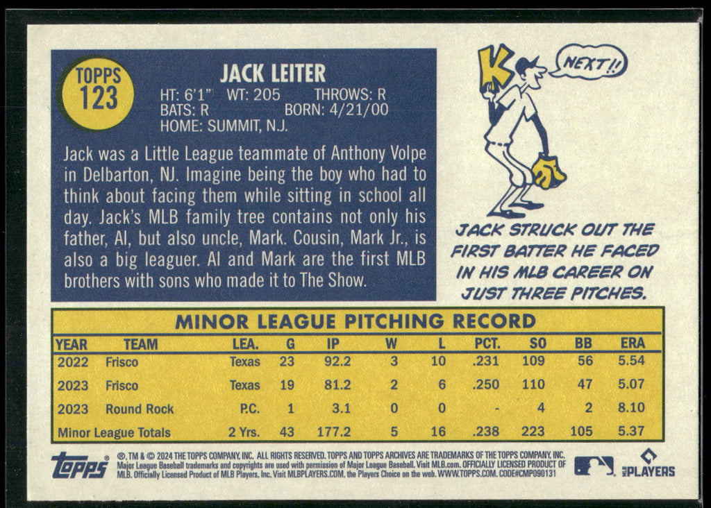 2024 Topps Archives #123 Jack Leiter