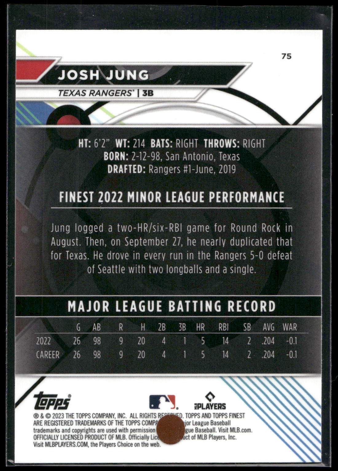 2023 Finest #75 Josh Jung