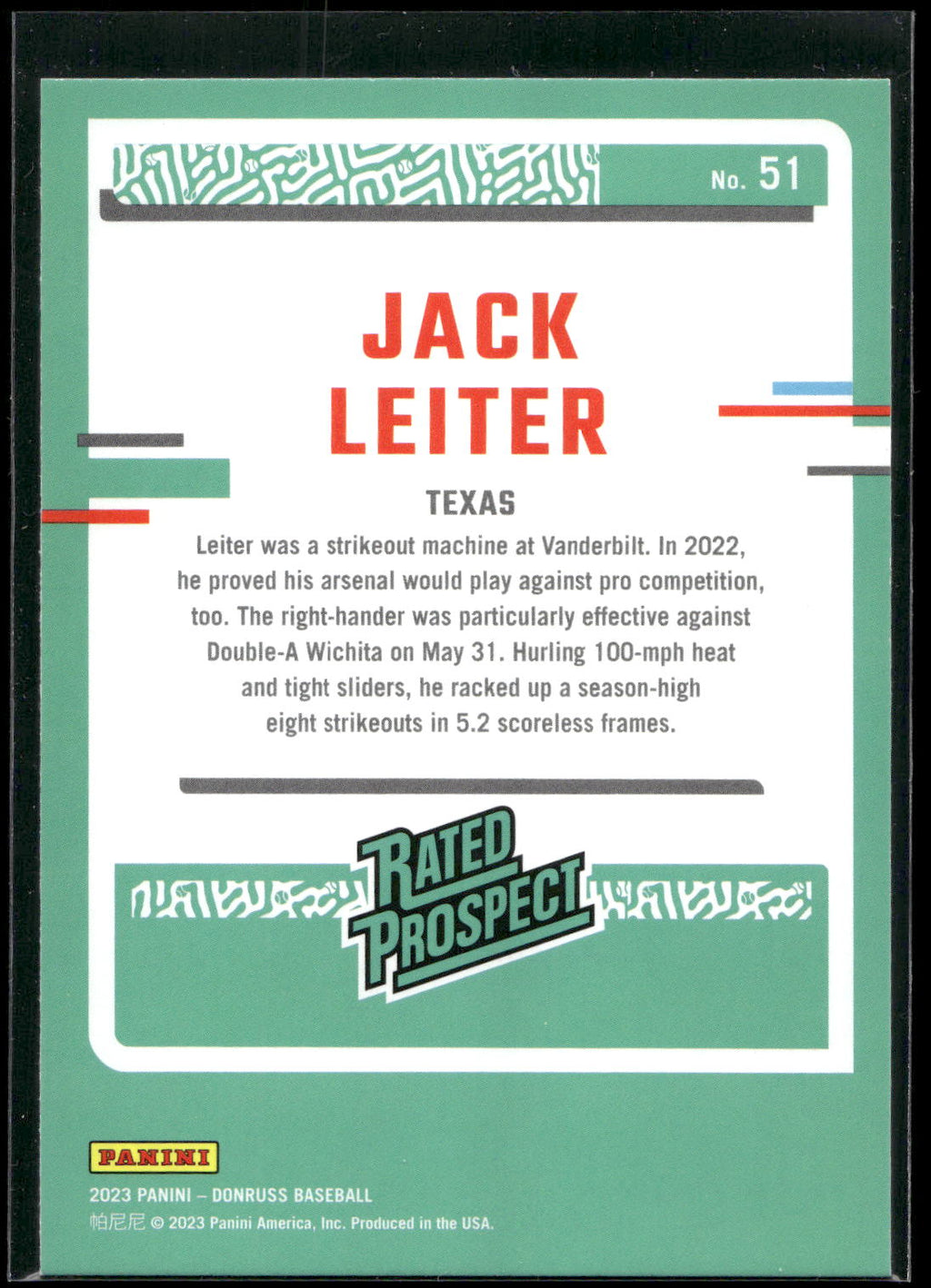 2023 Donruss #51 Jack Leiter