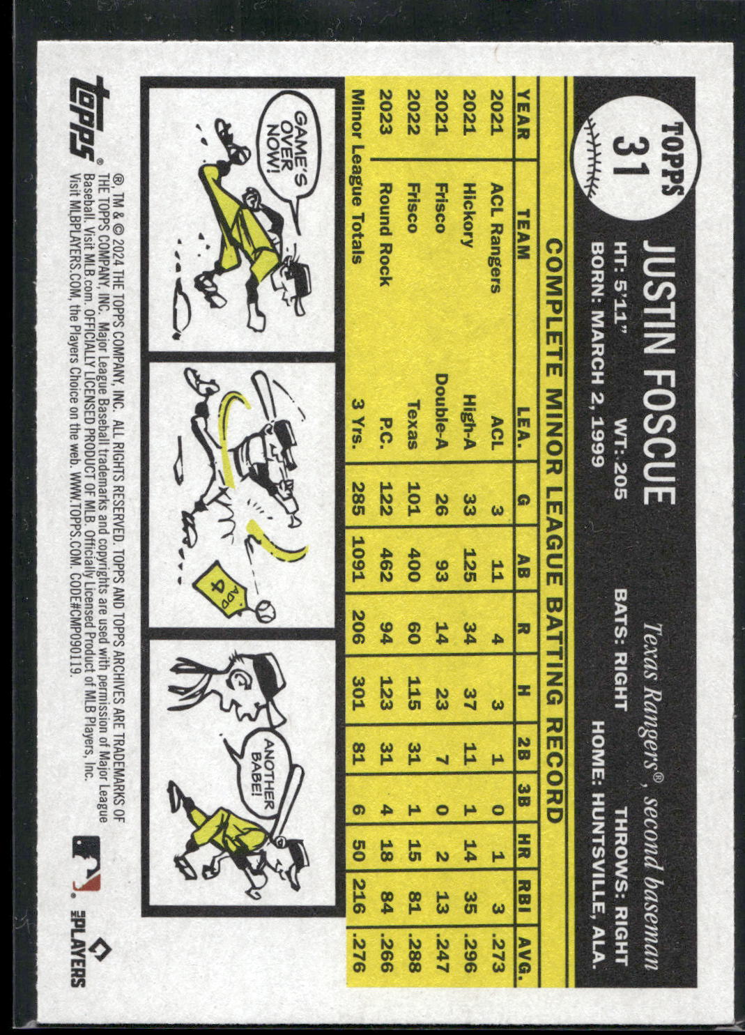 2024 Topps Archives #31 Justin Foscue