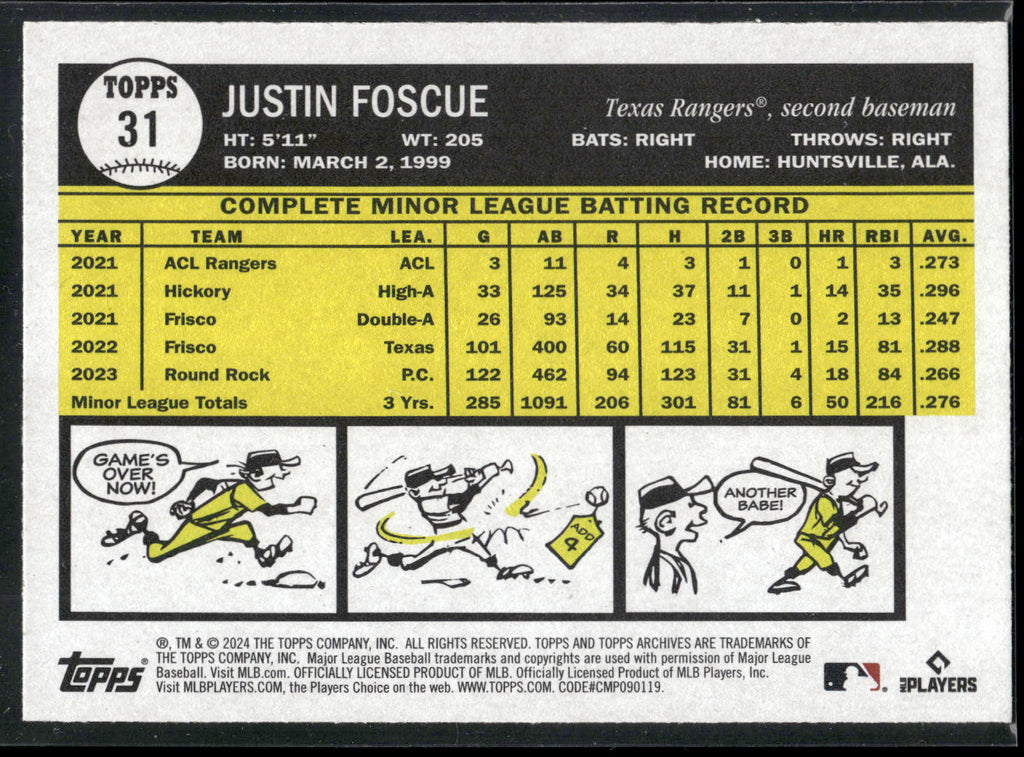 2024 Topps Archives #31 Justin Foscue