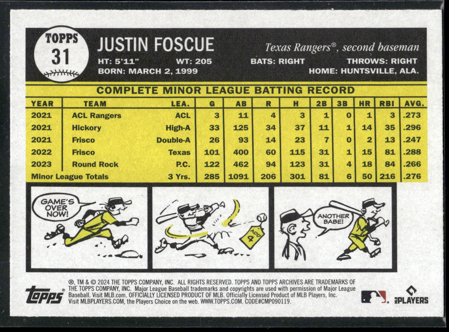 2024 Topps Archives #31 Justin Foscue