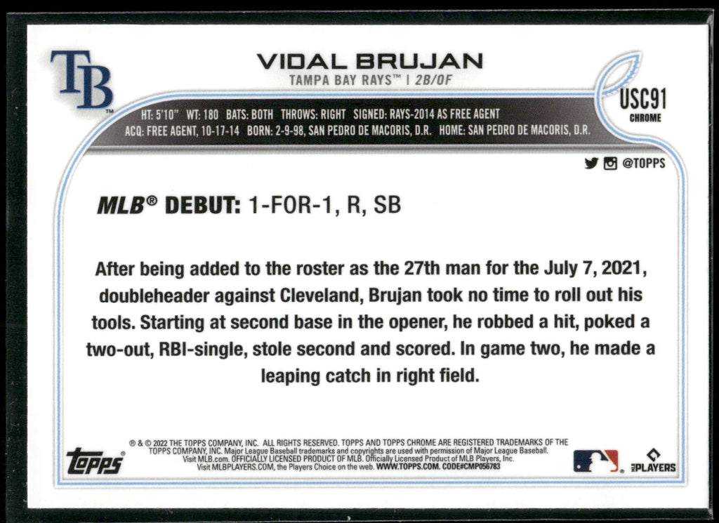 2022 Topps Chrome Update #USC91 Vidal Brujan