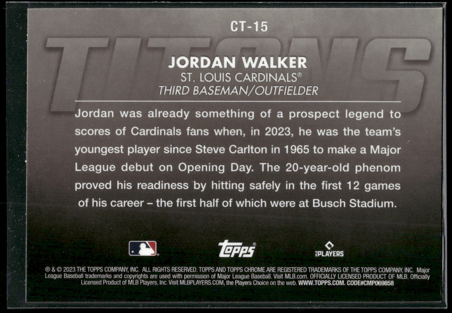 2023 Topps Chrome Update #CT-15 Jordan Walker Titans