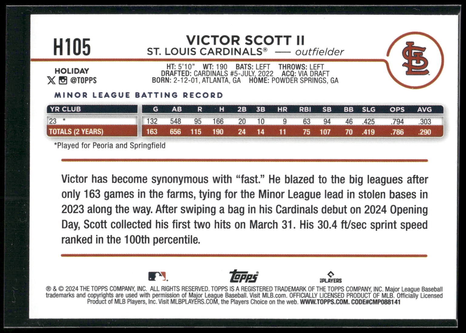 2024 Topps Holiday #H105 Victor Scott II