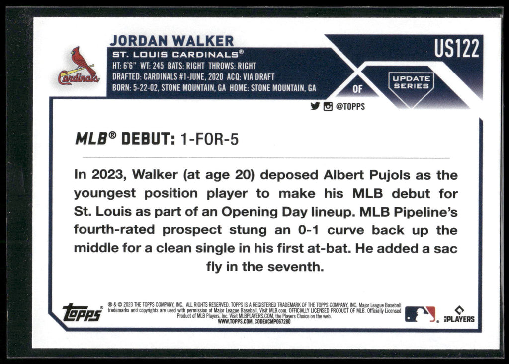 2023 Topps Update #US122 Jordan Walker