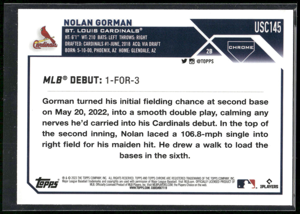 2023 Topps Chrome Update #USC145 Nolan Gorman
