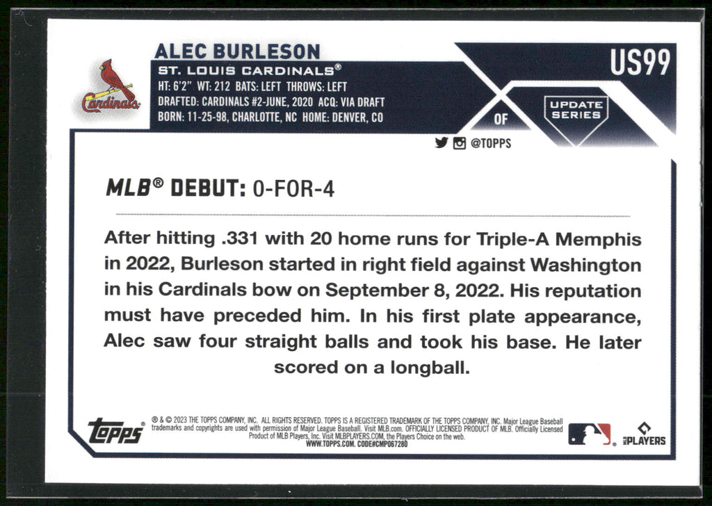 2023 Topps Update #US99 Alec Burleson