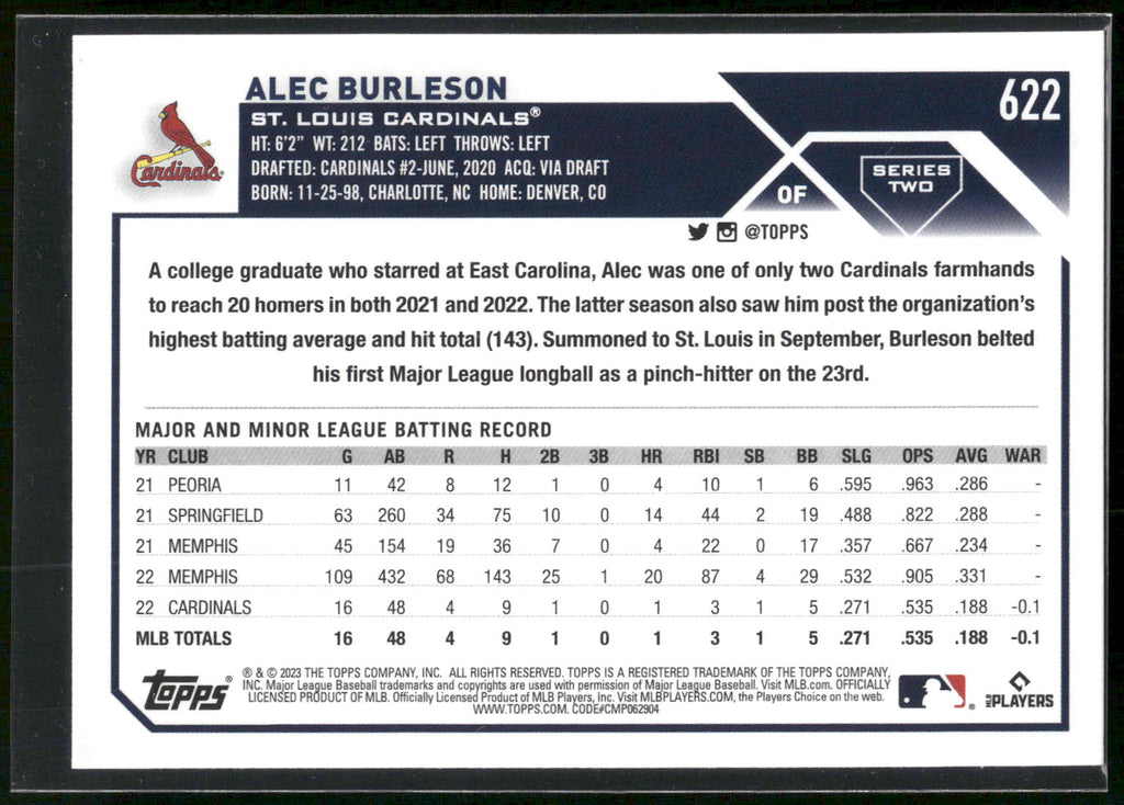 2023 Topps #622 Alec Burleson