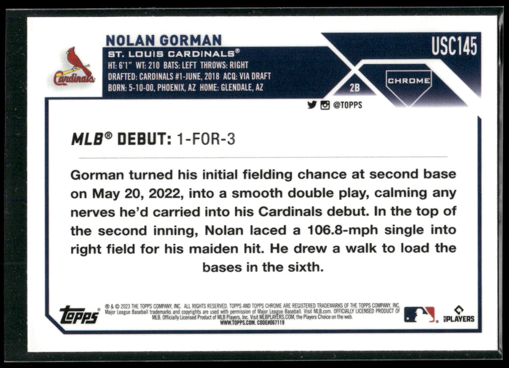 2023 Topps Chrome Update #USC145 Nolan Gorman