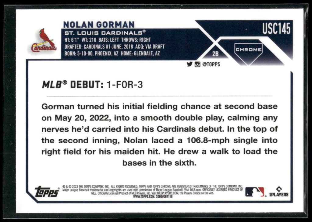 2023 Topps Chrome Update #USC145 Nolan Gorman
