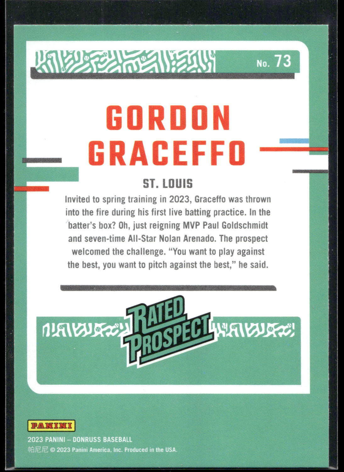 2023 Donruss #73 Gordon Graceffo
