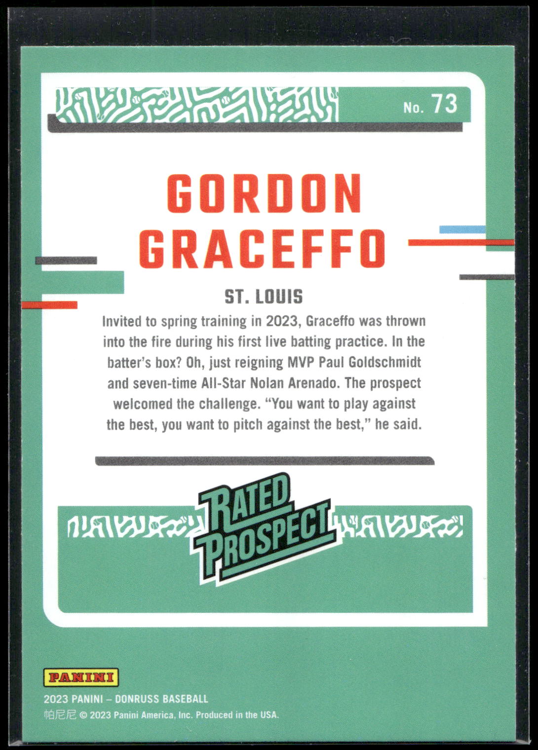 2023 Donruss #73 Gordon Graceffo