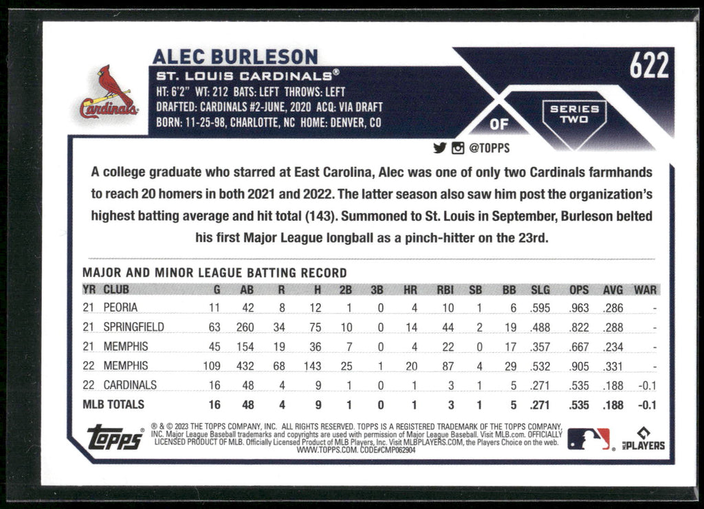 2023 Topps #622 Alec Burleson