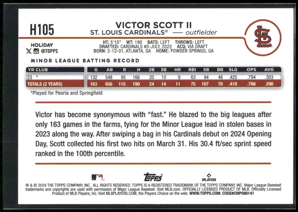 2024 Topps Holiday #H105 Victor Scott II
