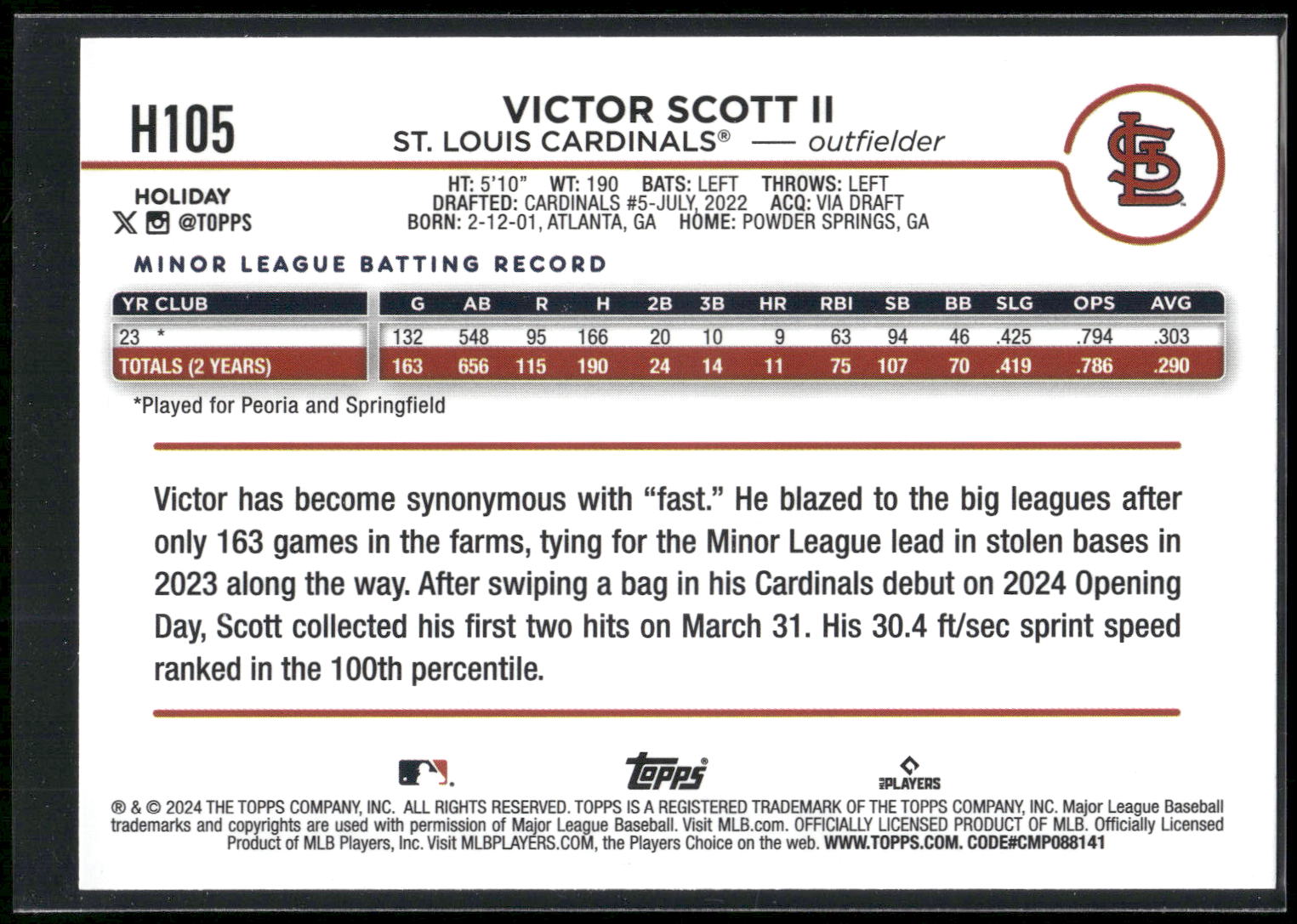 2024 Topps Holiday #H105 Victor Scott II