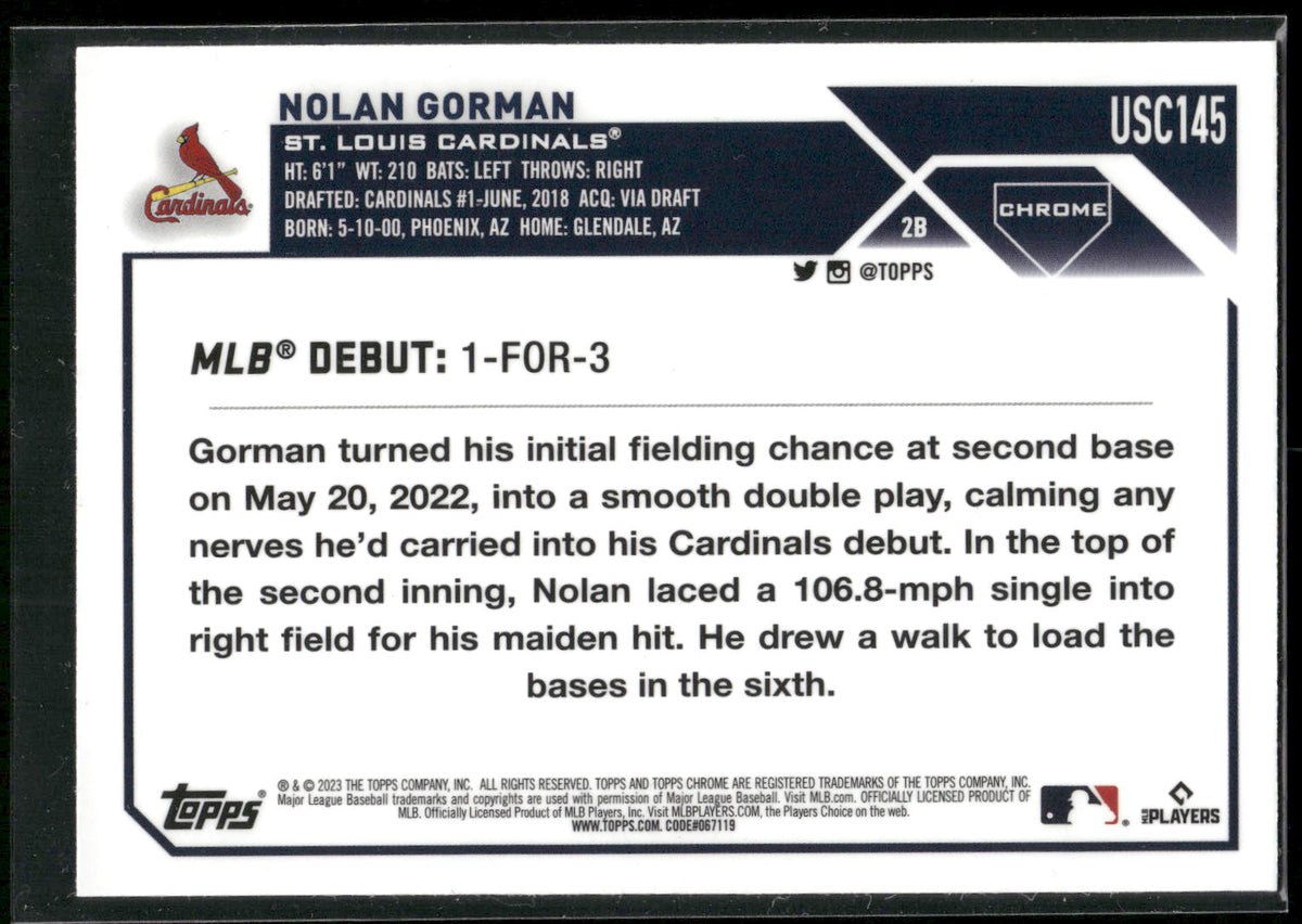 2023 Topps Chrome Update #USC145 Nolan Gorman