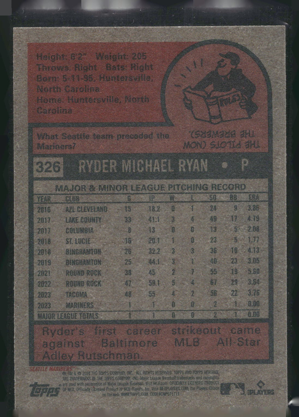 2024 Topps Heritage #326 Ryder Ryan