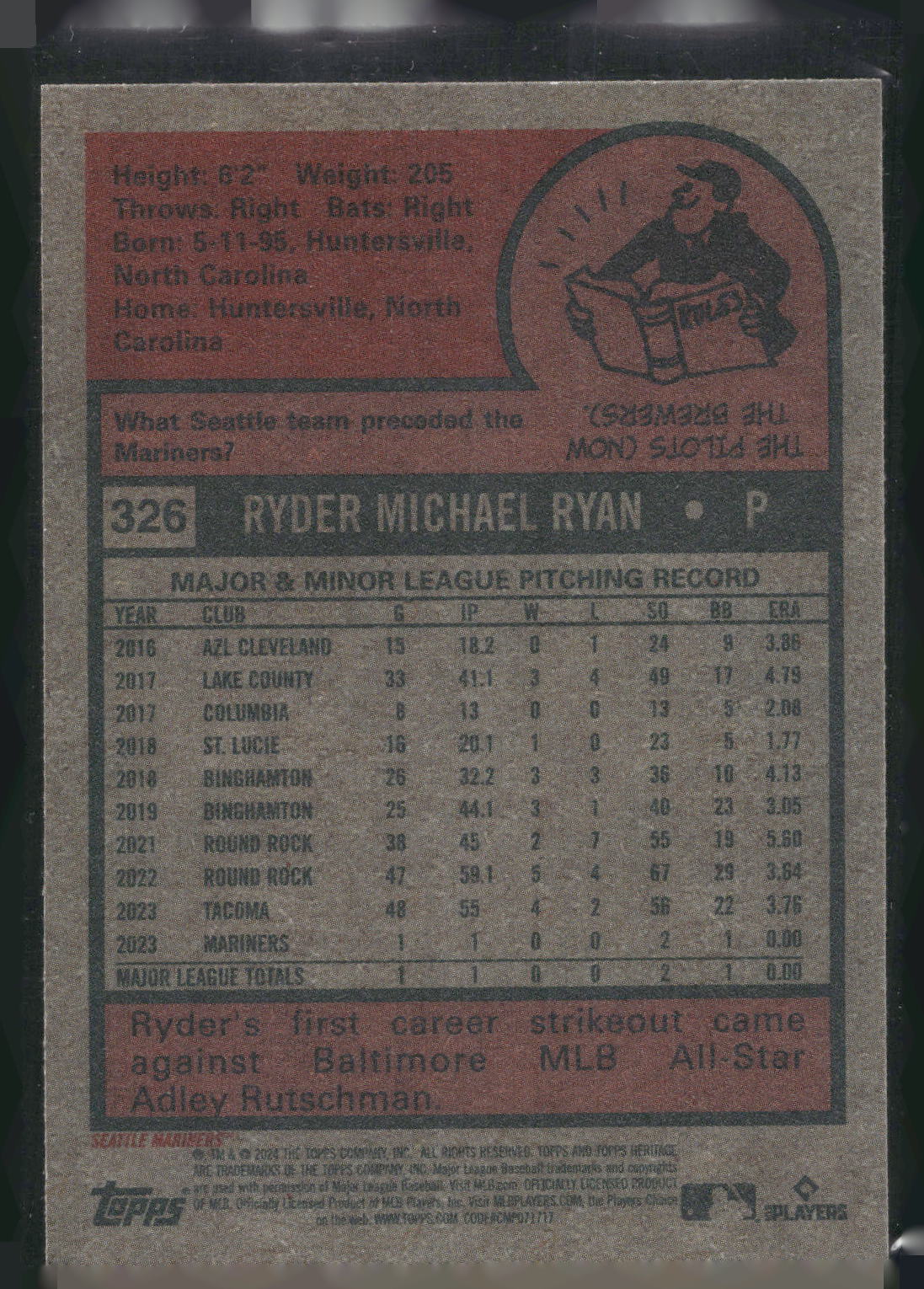 2024 Topps Heritage #326 Ryder Ryan