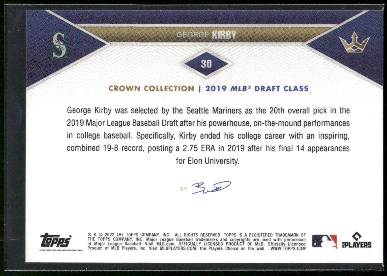 2022 Topps x Bobby Witt Jr. Crown Collection #30 George Kirby