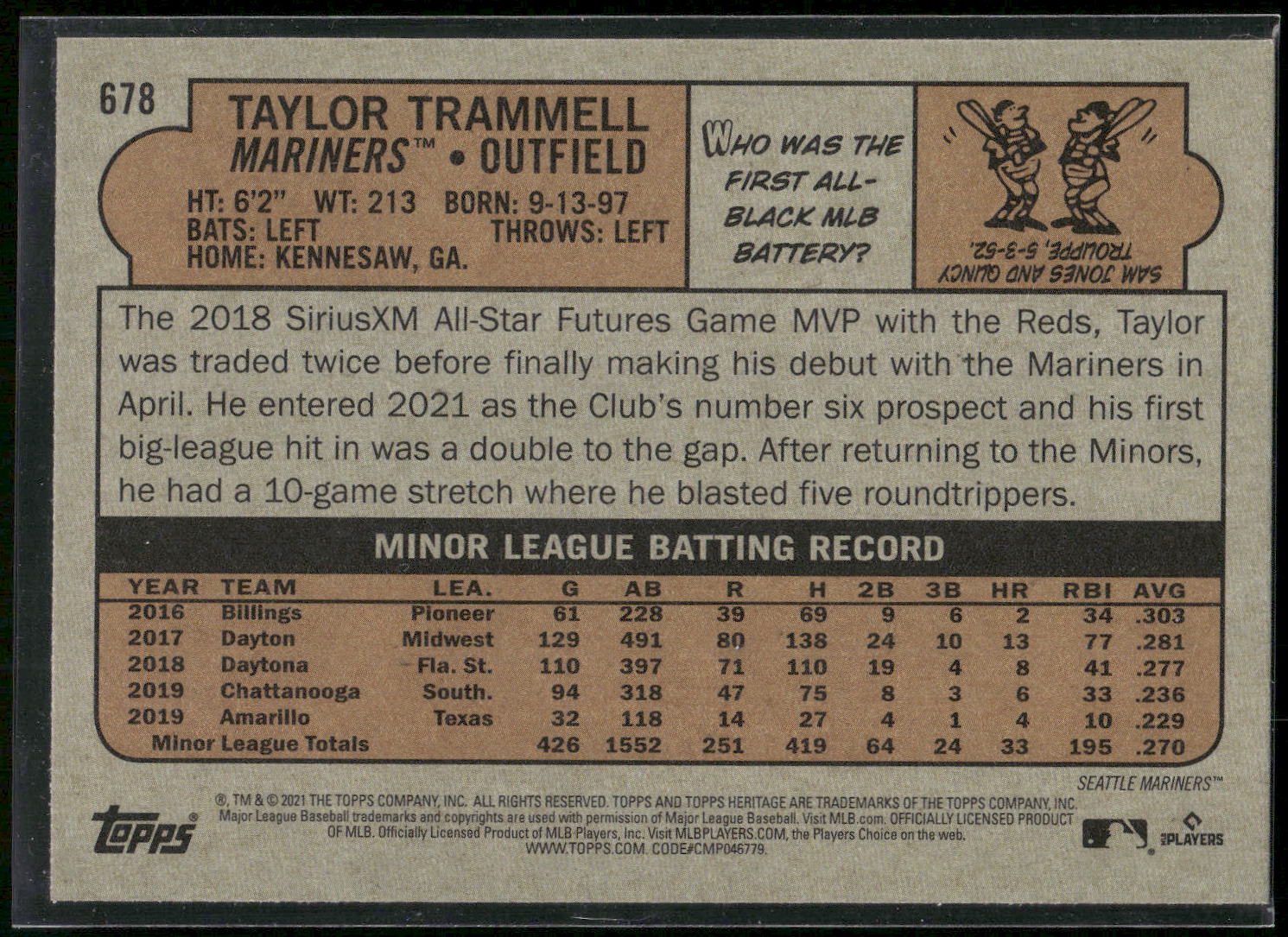 2021 Topps Heritage #678 Taylor Trammell
