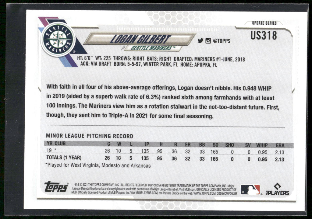 2021 Topps Update #US318 Logan Gilbert