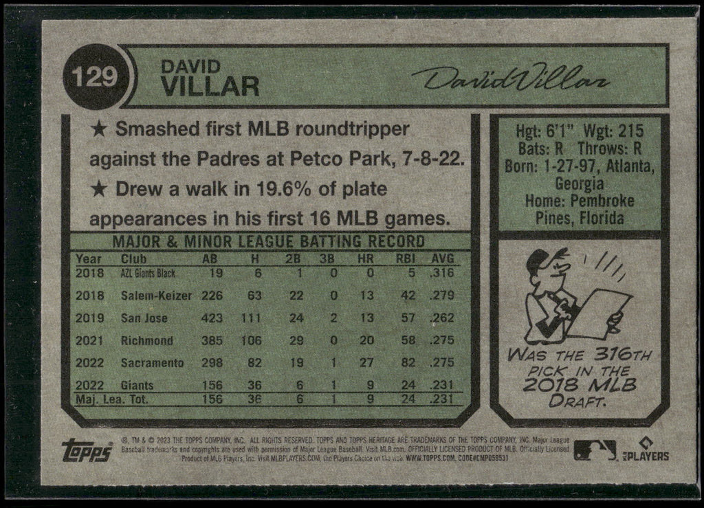 2023 Topps Heritage #129 David Villar