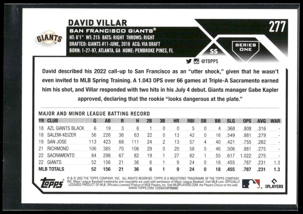 2023 Topps #277 David Villar