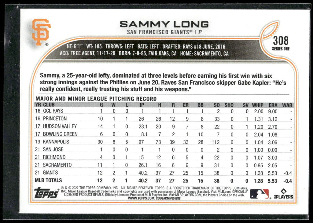 2022 Topps #308 Sammy Long