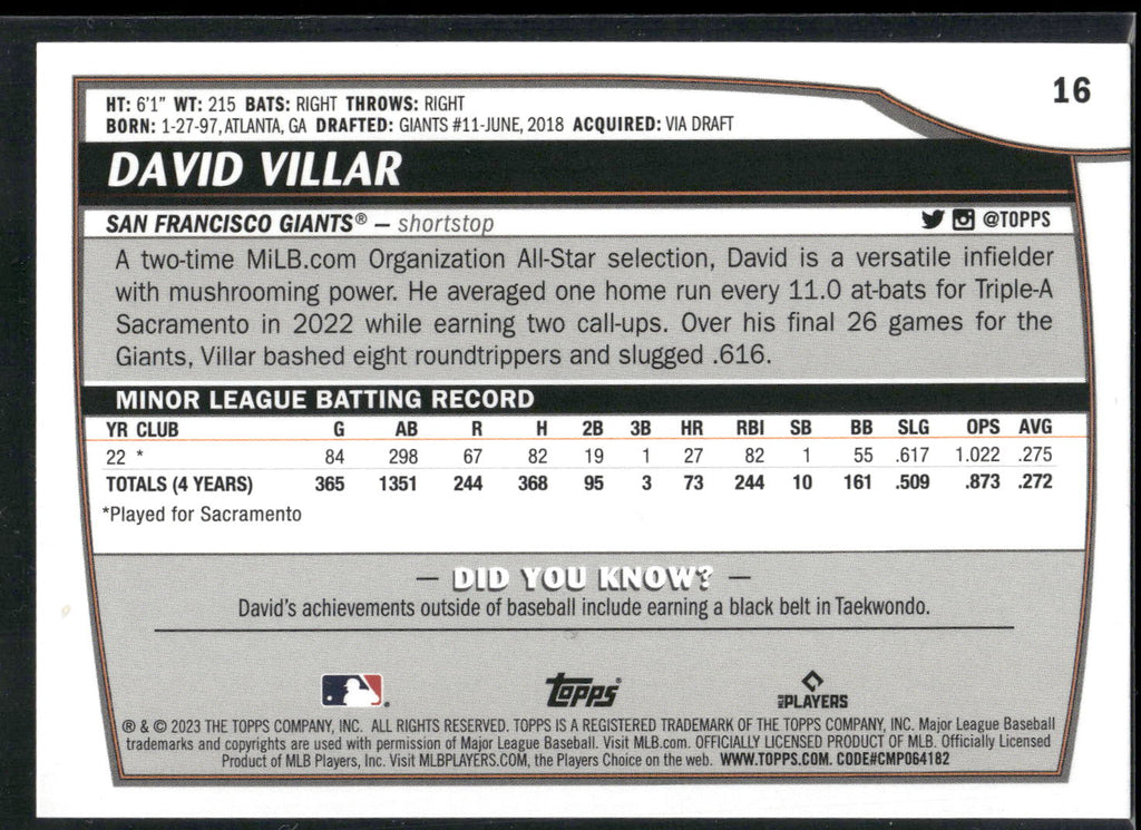 2023 Topps Big League #16 David Villar