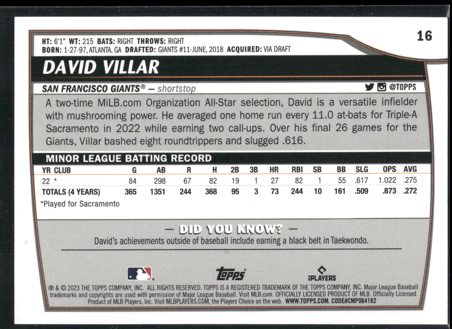 2023 Topps Big League #16 David Villar