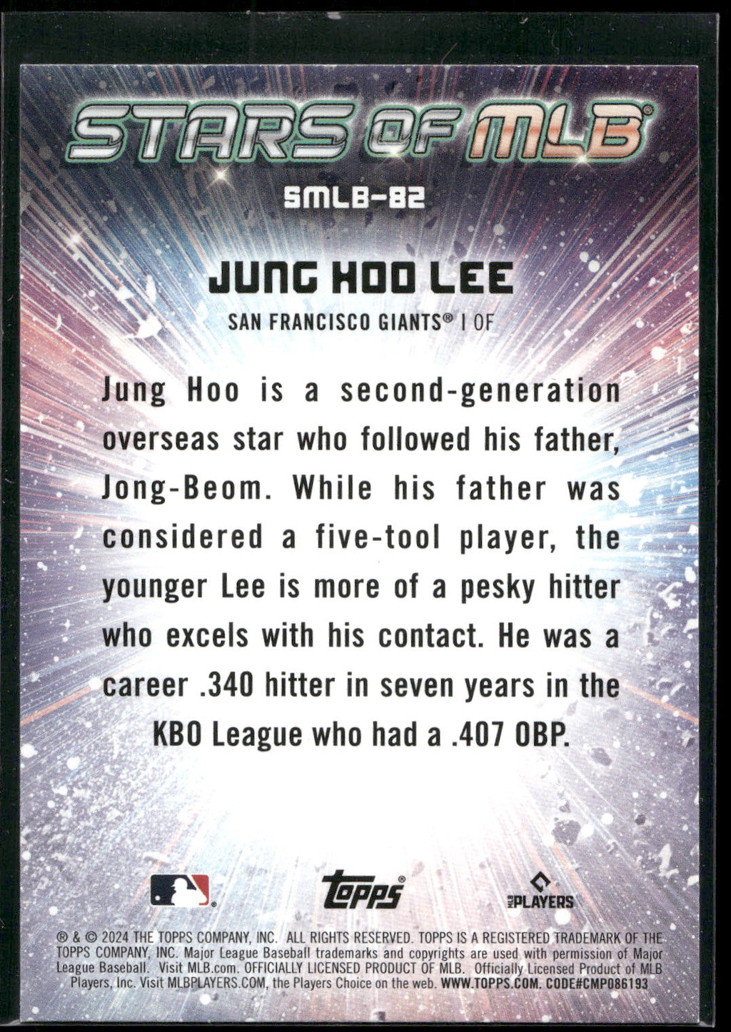 2024 Topps Update #SMLB-82 Jung Hoo Lee Stars of MLB