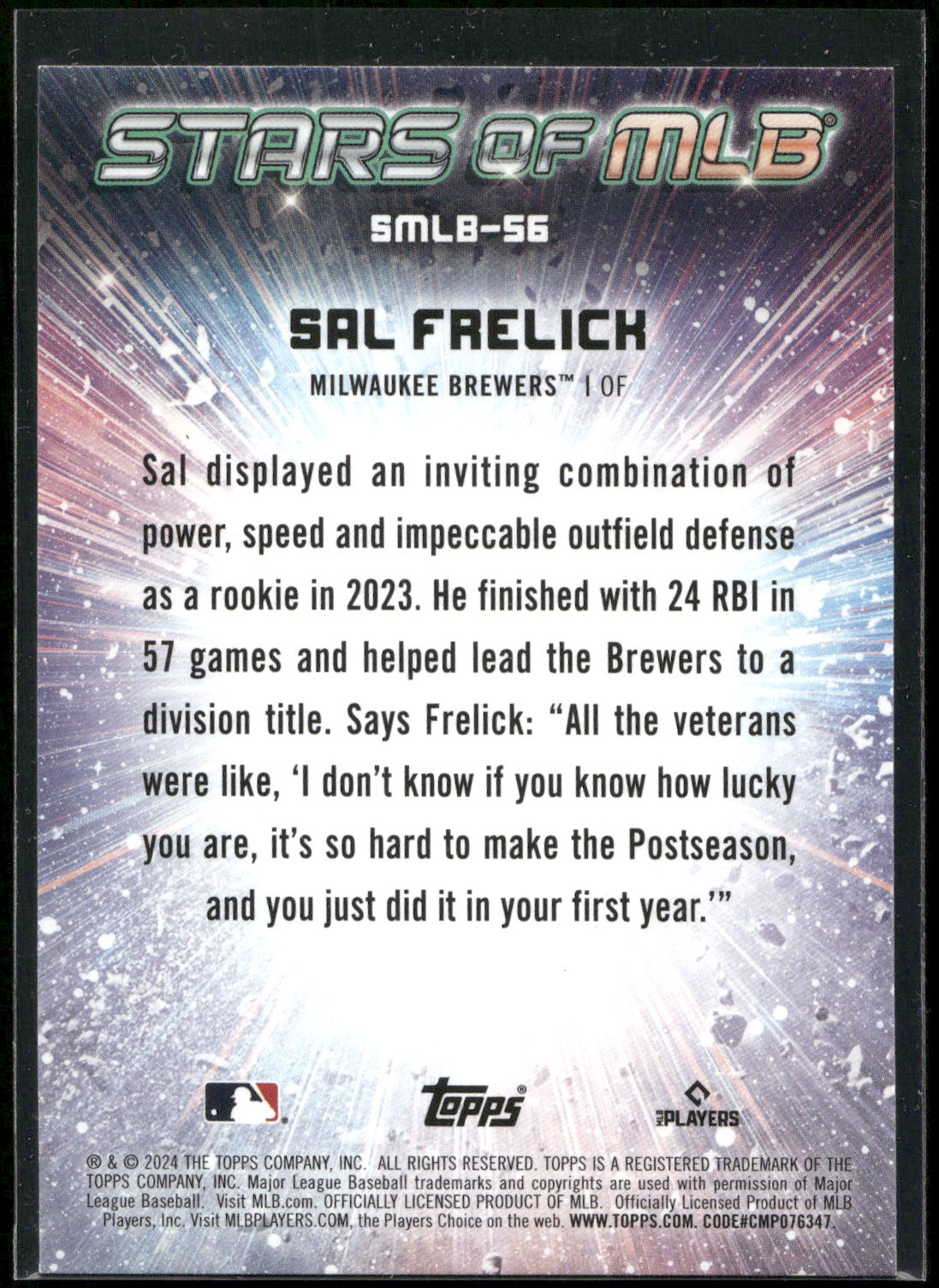 2024 Topps #SMLB-56 Sal Frelick Stars of MLB