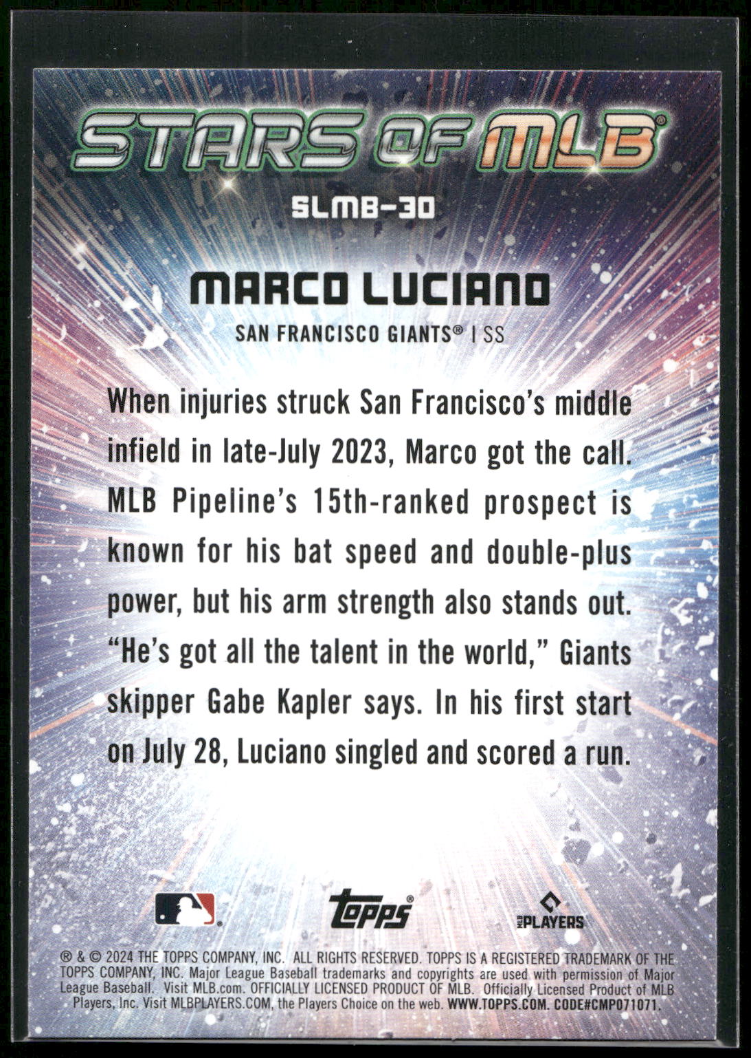 2024 Topps #SMLB-30 Marco Luciano Stars of MLB