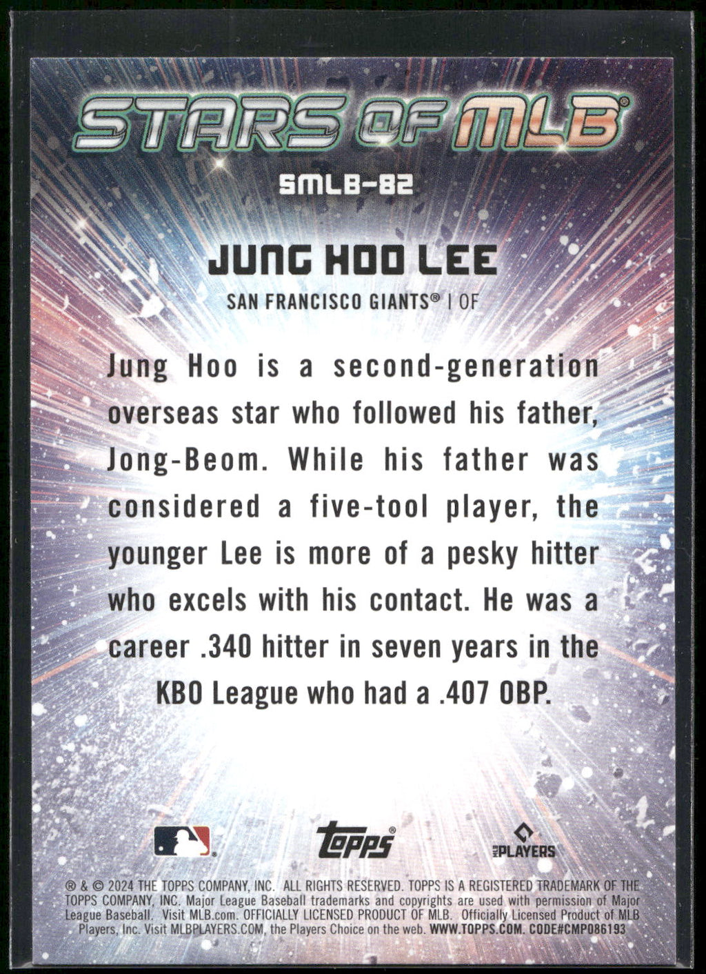 2024 Topps Update #SMLB-82 Jung Hoo Lee Stars of MLB