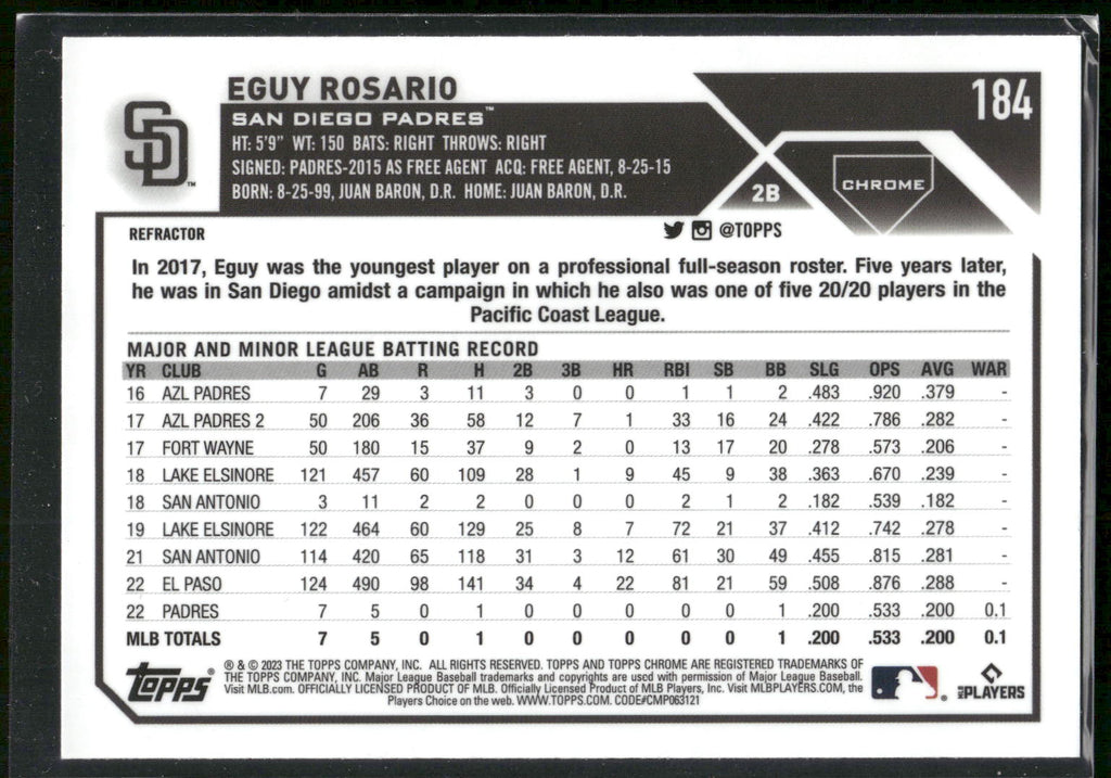 2023 Topps Chrome #184 Eguy Rosario