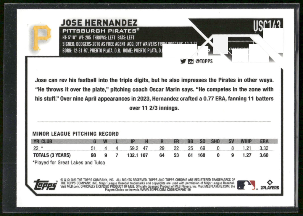 2023 Topps Chrome Update #USC143 Jose Hernandez