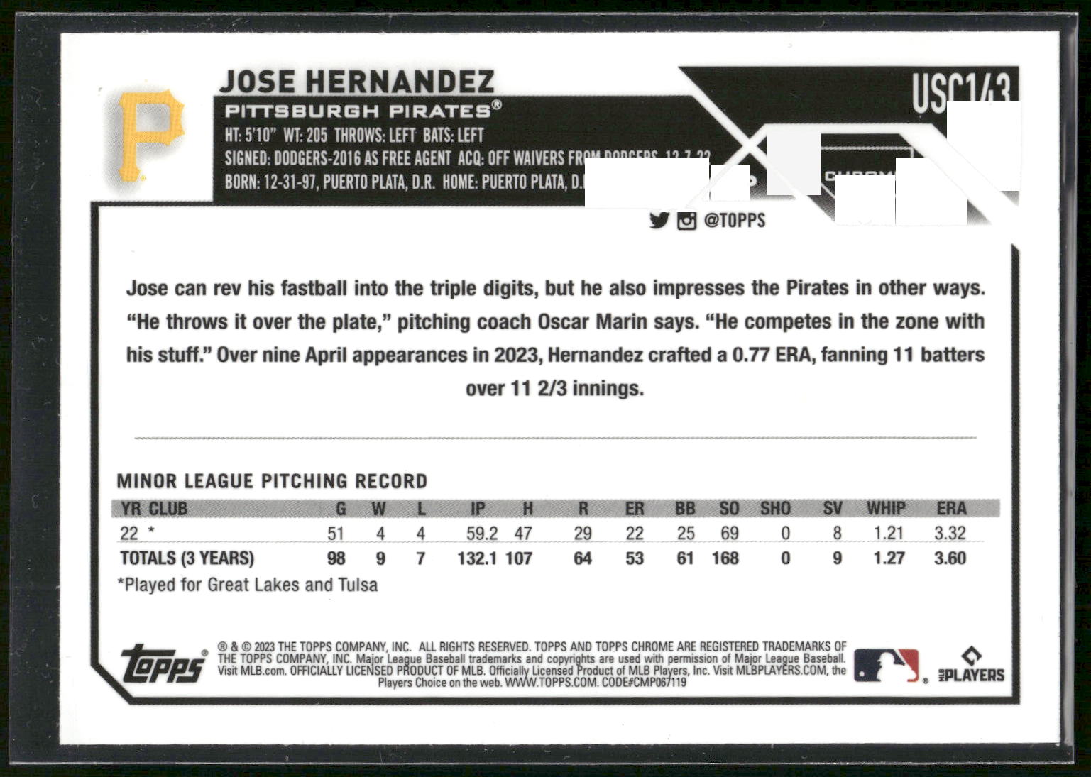 2023 Topps Chrome Update #USC143 Jose Hernandez