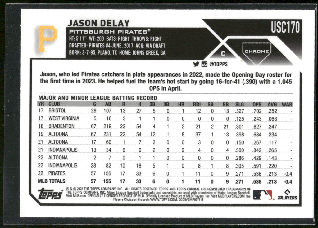 2023 Topps Chrome Update #USC170 Jason Delay