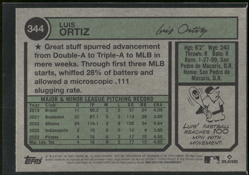 2023 Topps Heritage #344 Luis Ortiz